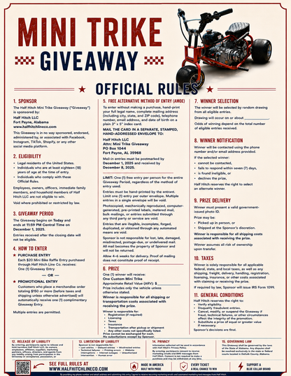 Mini Trike Raffle Entry