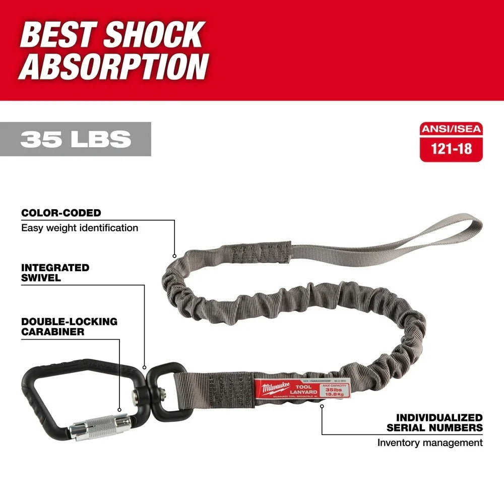 Shock Absorbing and Locking Tool Lanyard- 40"